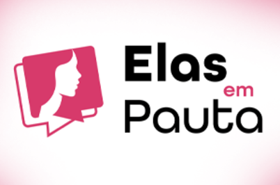 Imagem da notícia Silhueta de mulher em fundo rosa, com inscrição Elas em Pauta em preto, em fundo branco