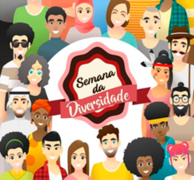 Imagem com pessoas de diversas cores e características, representando a diversidade.