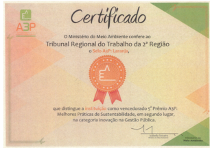 Certificado do 5º Prêmio A3P