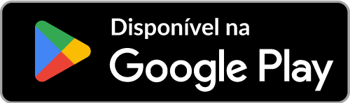 Selo de disponível na Google Play, com ícone de seta colorida nas 4 cores do google e entrelaçadas: azul, verde, vermelho e amarelo na ponta.