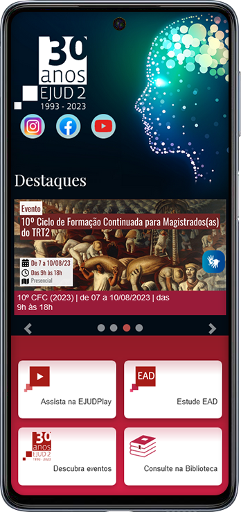 foto de celular com tela do app da EJUD2